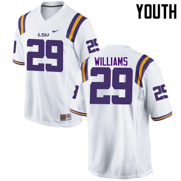 Youth LSU Tigers #29 Andraez Williams College Football Jerseys Game-White